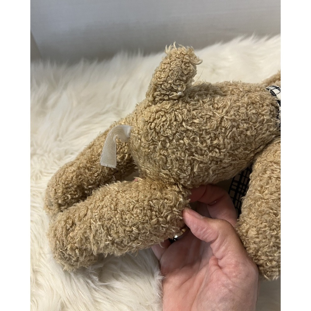 Chosun Tan Dog Plush Black White Plaid Bow Scruffy Shaggy 12" Stuffed Animal Toy - Picture 10 of 12